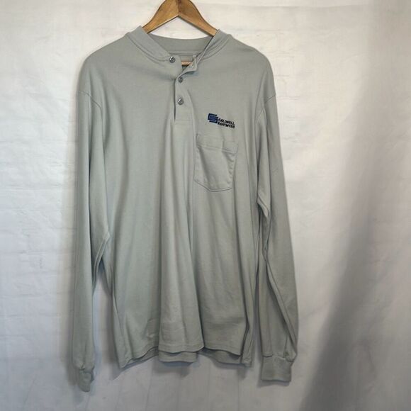 Bulwark Mens Flame Resistant Long Sleeve Gray Cotton Henley Shirt size XL SEL2GY - Picture 1 of 8